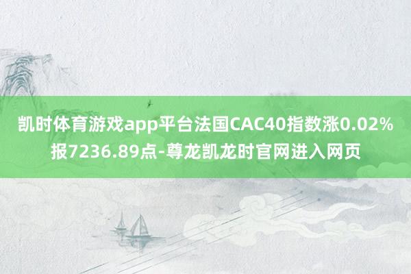 凯时体育游戏app平台法国CAC40指数涨0.02%报7236.89点-尊龙凯龙时官网进入网页