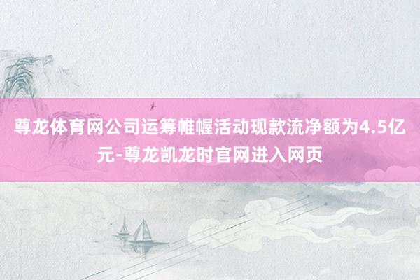 尊龙体育网公司运筹帷幄活动现款流净额为4.5亿元-尊龙凯龙时官网进入网页