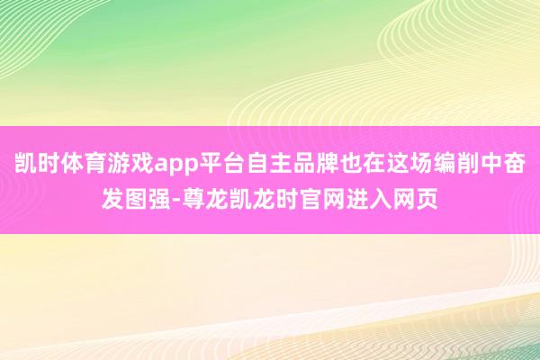 凯时体育游戏app平台自主品牌也在这场编削中奋发图强-尊龙凯龙时官网进入网页