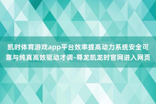凯时体育游戏app平台效率提高动力系统安全可靠与纯真高效驱动才调-尊龙凯龙时官网进入网页
