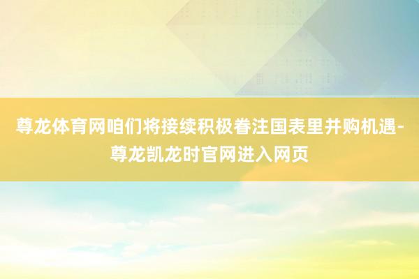 尊龙体育网咱们将接续积极眷注国表里并购机遇-尊龙凯龙时官网进入网页